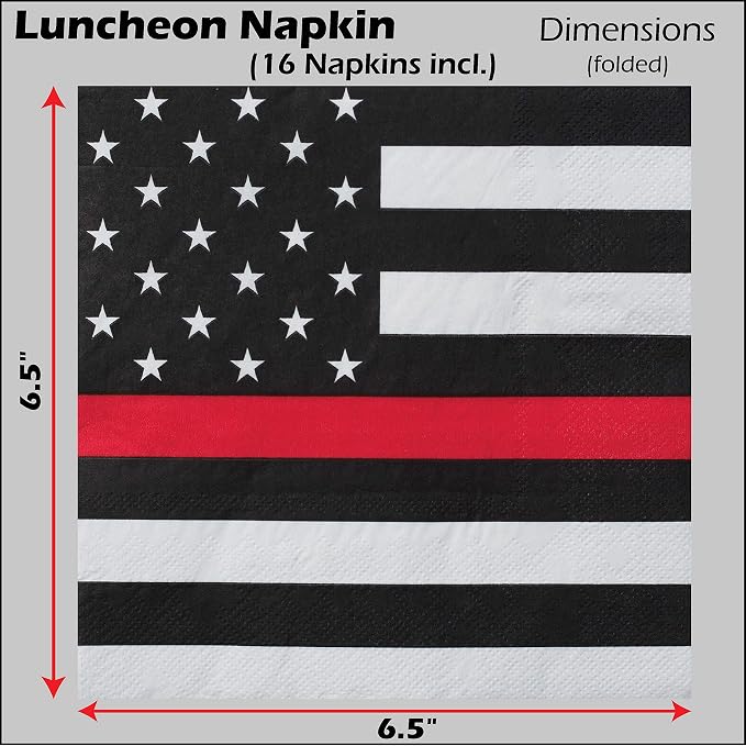 Firefighter EMT Party Set-16 Plates & Napkins-Thin Red Line-Havercamp | - Image 5
