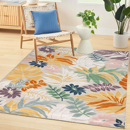 Nourison Home Suncoast Multicolor 4' x 6' Area Rug - Easy Clean, Non Shedding, Bed Room, Living Room, Dining Room, Kitchen (4' x 6')