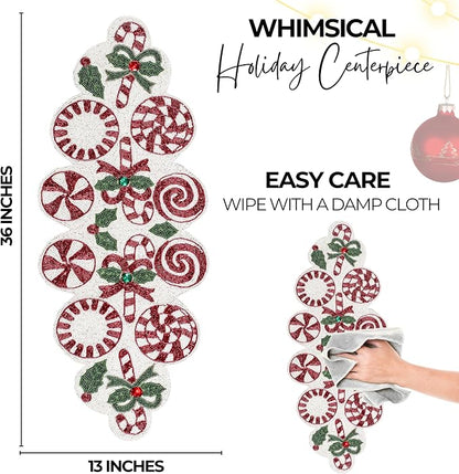 Luxury Beaded Runner 36 inch- Premium 13x36 Inch Candy Beaded & Polyester - Image 4