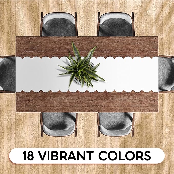 White Scallop Table Runner, Disposable Plastic, 5 Pack - Image 5