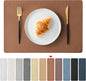 Jovono Faux Leather Placemats Set of 8, Waterproof Washable Table Mats, Easy-Clean Heat Resistant Kitchen Vinyl Place Mat for Dining Table, Restaurant, Indoor, 17.8"x11.8", Brown