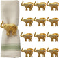 ALPHA Living HOME Metal Gold Napkin Rings Set of 12 - Elephant Napkin Holders, Table Decor, Wedding Decor, Party Supplies, Dining Accessories, Napkin Rings Holders for Gifting & Everyday Use