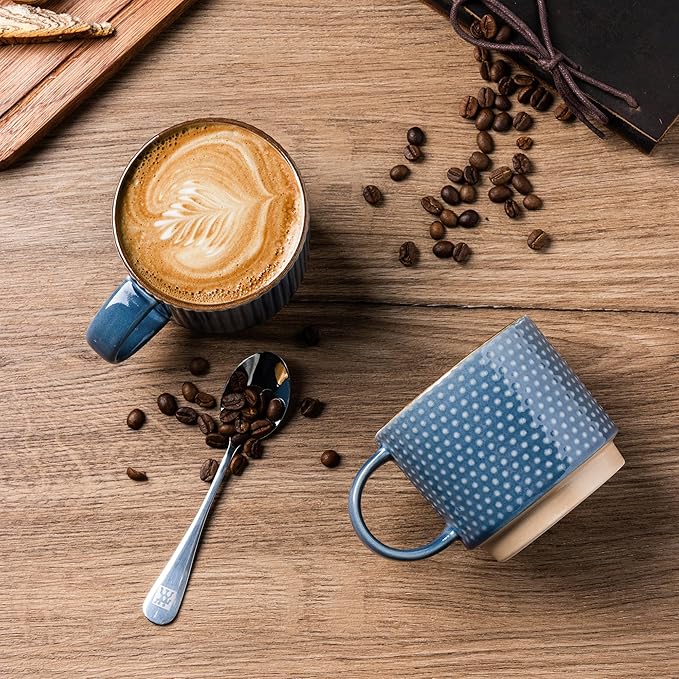 GBhome 12 OZ Stackable Coffee Mugs Set of 6, Ceramic Coffee Cups Set | 3 - Image 2
