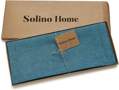 Solino Home 100% Pure Linen Dining Table Runner Teal, Athena 14 x 120 in | - Image 5
