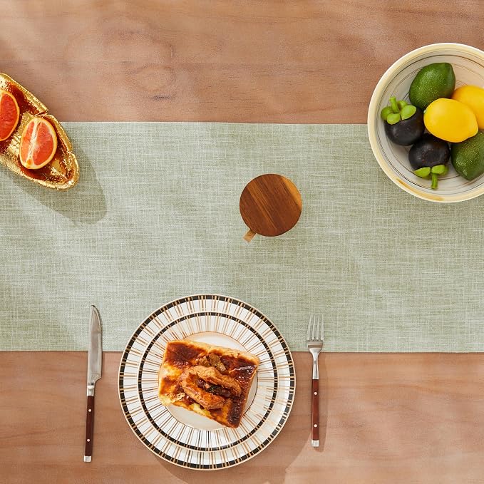 Rustic Cotton Linen Table Runner, 13x48 Inches Green | Farmhouse Style Linen - Image 5