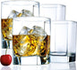Square Drinking Whiskey Glasses Set of 4, Old Fashioned Glass Cup Bar Set by LERAZE