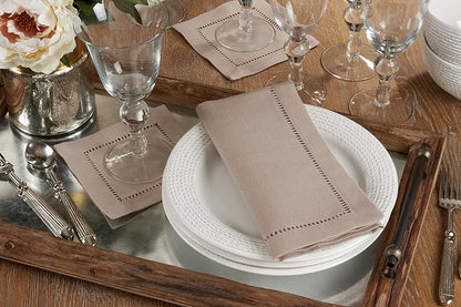 SARO LIFESTYLE Hemstitched Border Cocktail Napkin - Image 3