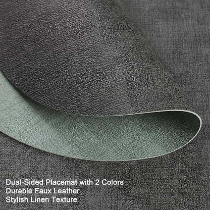 Faux Leather Placemats Set of 6, Dual Sided - Image 2