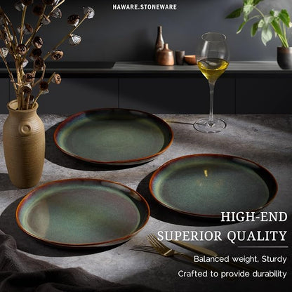 HaWare Stoneware Dinner Plates Set of 6, Reactive Glaze Dinnerware - Image 5