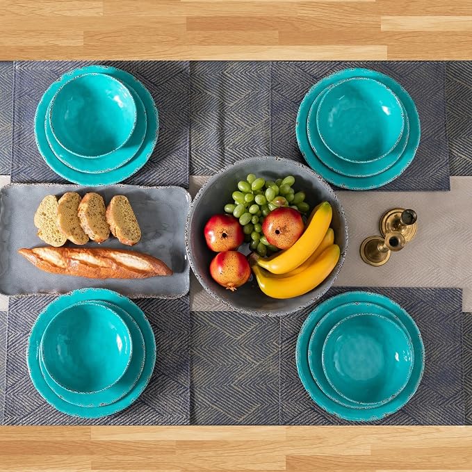 Farmhouse Melamine Pasta Bowls Set of 6, 42 OZ Shallow Individual Bowl - Image 7