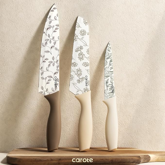 CAROTE Kitchen Knife Set, 6 Floral Knives - Image 8