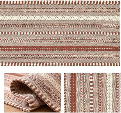Artoid Mode Caramel Farmhouse Stripe Braided Table Runner 12x120 Inch | Holiday - Image 6