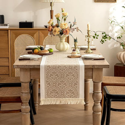 Coffee Scroll Linen Table Runner - Image 6
