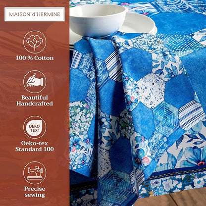Maison d' Hermine Cloth Napkins Set of 4 100% Cotton Everyday Reusable Square Napkins Cloth Washable Dinner Party Wedding Restaurant Valentines Day Decorations Spring/Summer (Summer Blues, 20" x 20")