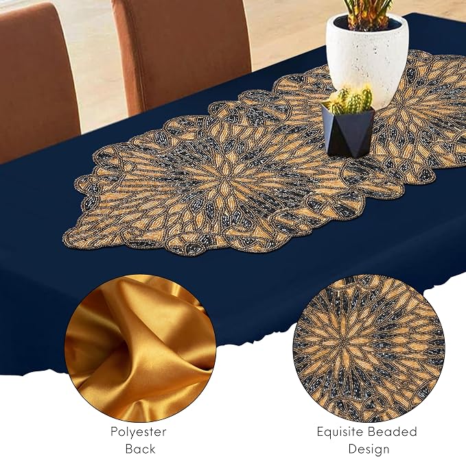 Beaded Table Runner, Handcrafted Glass & Polyester | Glass beads, polyester & - Image 7