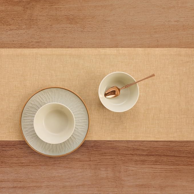 Solino Home 100% Pure Linen Table Runner Golden Nugget, Athena 14 x 90 in | - Image 3