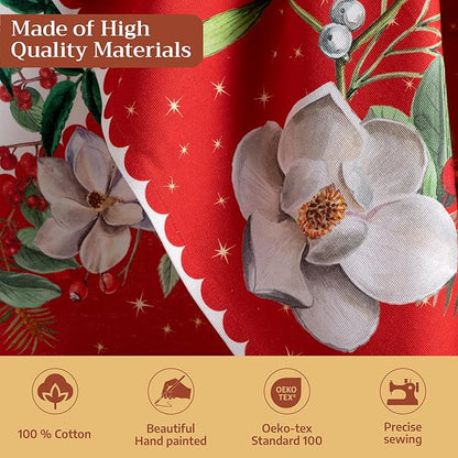 Maison d' Hermine Cloth Napkins Set of 4 100% Cotton for Thanksgiving Christmas Decorations Everyday Reusable Square Fall Napkins Cloth Washable Dinner Party (Noel, 20"x20")