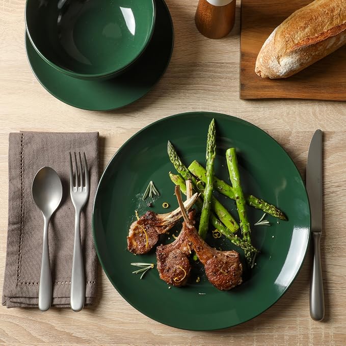 Gibson Home Simple Essential 12 Piece Plates and Bowls Porcelain Solid Color - Image 3