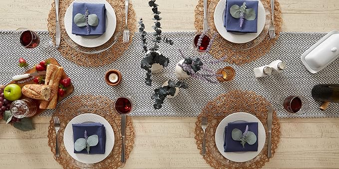 DII Woven Basic Tabletop Collection, Chevron Table Runner, French Blue - Image 5