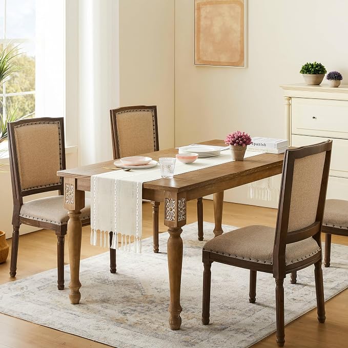 Hemstitched Farmhouse Table Runner, Cotton Linen Table Runners 48 Inches Long - Image 3