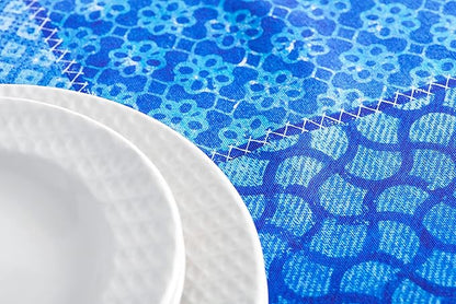 Maison d' Hermine Table Cloth Rectangle Table 100% Cotton 70 x 90 Inches Tablecloth Reusable Decorative for Dining Room Farmhouse Home Valentines Day Decorations Spring Summer - Indigo Love