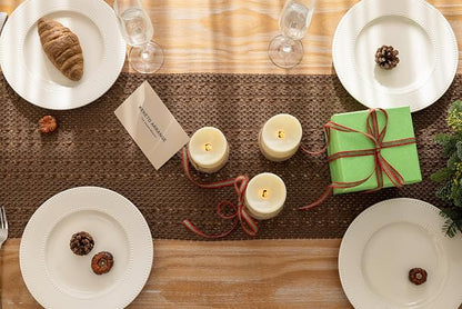 Fall Thanksgiving Boho Macrame Brown Table Runner 13x90 Inch | Woven Burlap - Image 5