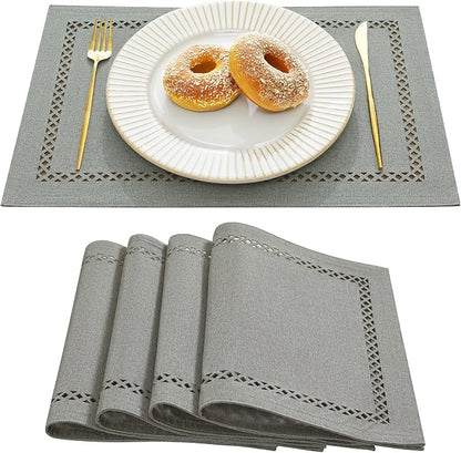 Farmhouse Burlap Place Mats, 12 x 18 Inch | Double Layer, Thick Textured by Aoztio