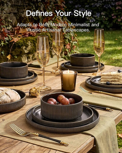 Stoneware Dinnerware Sets, Reactive Glaze Dishes Set - Image 2