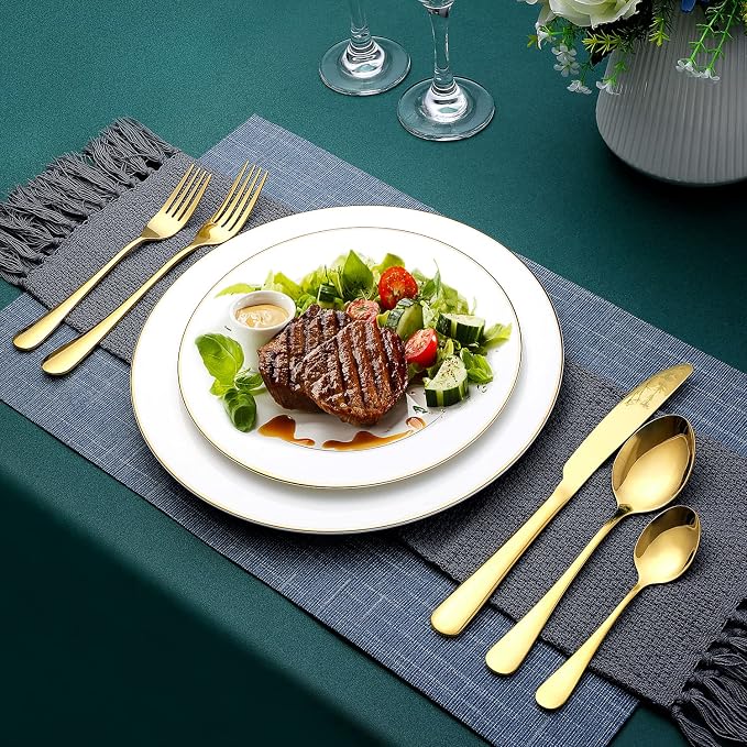 Gold Silverware Set for 8, OGORI 45-Piece Stainless Steel Flatware Set - Image 7