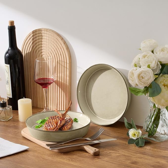 LIANYU 34oz Pasta Bowls Set of 4, 8.7’’ Wide Ceramic Bowl Plates | Shallow - Image 2
