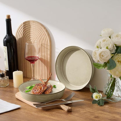 LIANYU 34oz Pasta Bowls Set of 4, 8.7’’ Wide Ceramic Bowl Plates | Shallow - Image 2