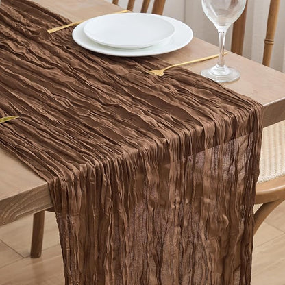 Asee'm Cheesecloth Table Runner 120 Inches Long Brown Boho Gauze Cheese Cloth by Aseem