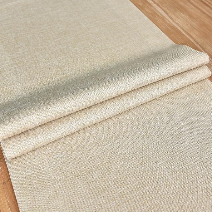 NEWISHER Farmhouse Rustic Table Runner Solid Beige Rectangular Table Runners - Image 5