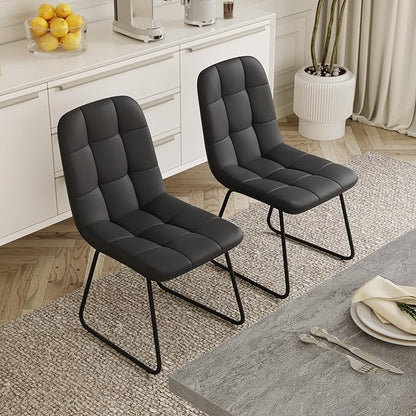 ZckyCine 67" Expandable Dining Table Set for 6, 7-Piece Modern Dining Room Table Set with Gray Wood Grain Finish and Upholstered Chairs, Extendable Kitchen Table with Black Metal Legs