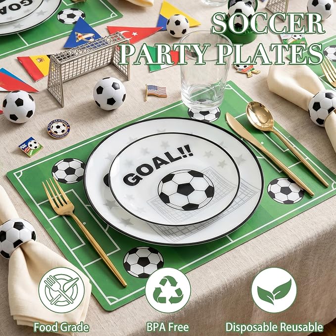 20 White Plastic Soccer Plates, Disposable Plates - Image 5