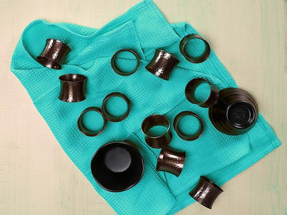 Bronze Napkin Rings, Napkin Ring Set of 12, Napkin Holders for Dining Table Settings Thanksgiving Metal Serviette Ring Rustic Table Décor for Weddings, Parties, and Everyday Use - CLEENTABLE