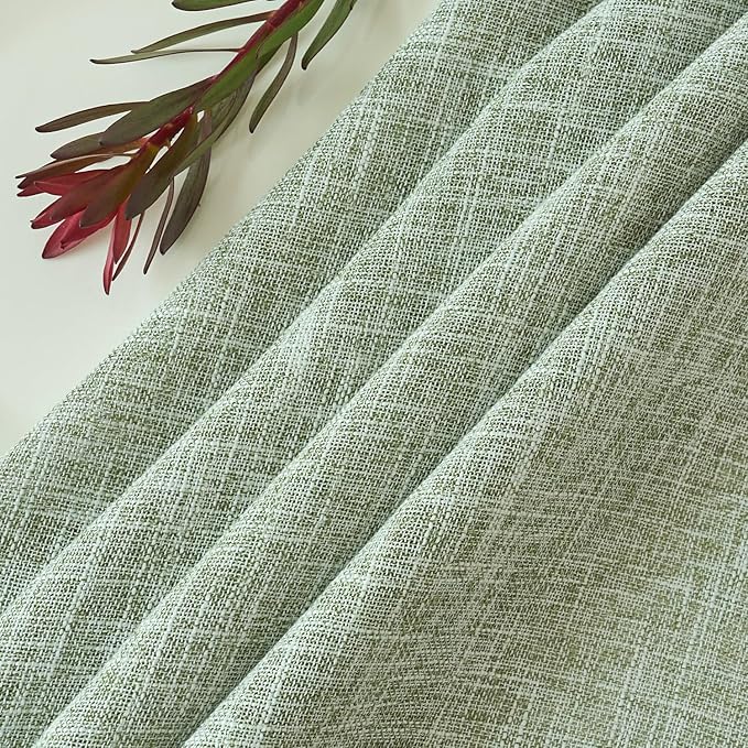 maxmill Flaxy Faux Linen Tablecloth with 2-Tone Slubby Texture Wrinkle Resistant Anti-Shrink Soft Table Cloth for Kitchen Dining Restaurant Tabletop for Event Holiday Dinner Round 70 Inch Sage