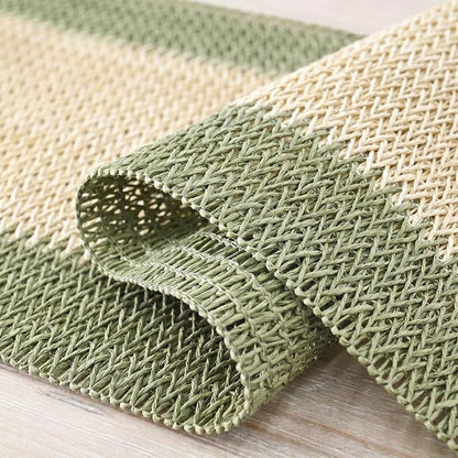 Artoid Mode Sage Green Farmhouse Rustic Paper Braided Table Runner, Seasonal - Image 6