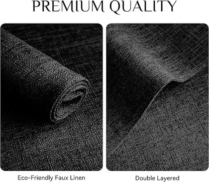 Softalker Faux Linen Placemats Set of 6-12 x 18 Inch, Heat Resistant Double Layered Durable Burlap Farmhouse Place Mats, Non-Slip Washable Rustic Table Mats for Dining, Kitchen, Party（Black