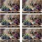 Wine Placemats, Red White Grapes Wooden Placemats 12x18 Inch Waterproof Non-Slip Washable Table Mats for Kitchen Dining Party Table Decor,Set of 6