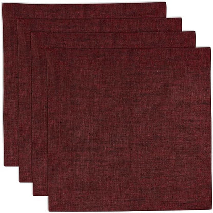 Solino Home Linen Square Placemats Set of 4 - Red Garnet Placemats 14 x 14 Inch - 100% Pure Linen Table Mats for Valentines, Winter - Athena