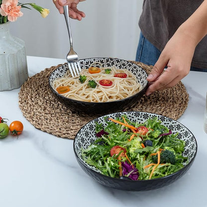 LEHAHA Ceramic Pasta Bowls Set of 4, 8.25" Large Porcelain Salad Bowls Soup Bowl - Image 2