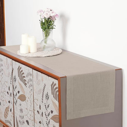 D'Moksha Homes Linen Natural Table Runner 72 Inches Long - 100% Pure Linen 14 x 72 Inch Table Runner for Dining, Valentines, Spring, Easter - Machine Washable