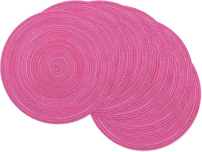SHACOS Round Braided Placemats Set of 6 Cotton Polyester Woven Place Mats 15 by SHACOS