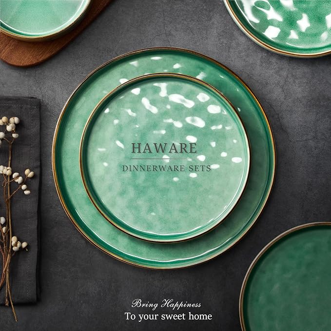 HaWare Dinnerware Sets, 18-Piece Plates and Bowls Set, Stoneware Dish Set - Image 7