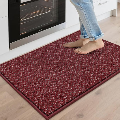 COSY HOMEER Kitchen Rugs 20"x32" Non-Slip Kitchen Mats for Floor Absorbent Stain Resistant Kitchen Floor Mat Machine Washable Rugs for Kitchen,Hallway,Sink,Red