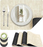 Placemats Set of 4, Faux Leather Heat Resistant Wipeable Placemats, Dual Sided Waterproof Oilproof Washable Table Mats with Coaster, Suitable for Kitchen, Dining, Table Decor (4, Black Beige)