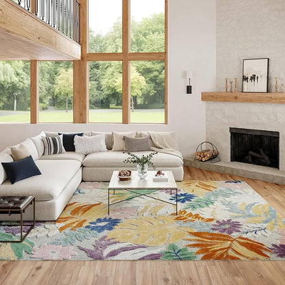 Nourison Home Suncoast Multicolor 9' x 12' Area Rug - Easy Clean, Non Shedding, Bed Room, Living Room, Dining Room, Kitchen (9' x 12')