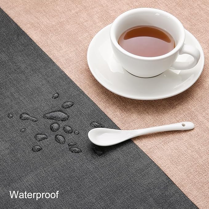 Table Runners 72 Inch Long, Dual-Sided Faux Leather Table Runner | Waterproof - Image 3