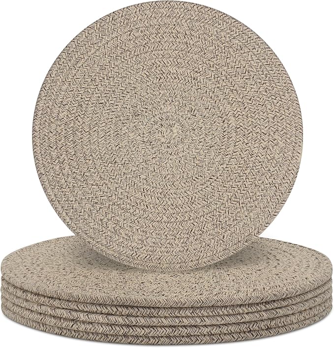 Round Placemats Set of 6, Cotton Rope Woven Table Mats, Hot Pads by Welcometobuy